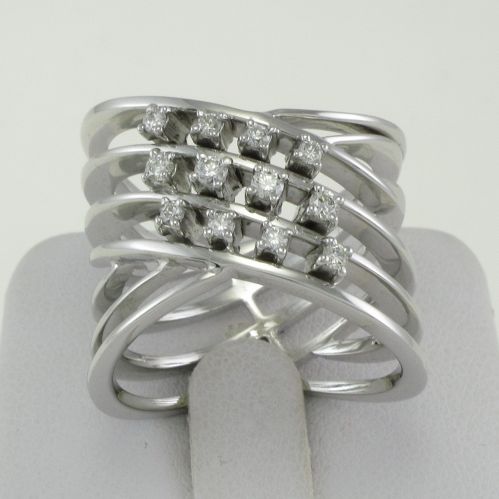 GIANNI CARITA' 18 kt White Gold Band Ring - Diamonds Ct 0.30 G/VVS