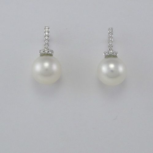 GIANNI CARITA' Boucles d'Oreilles, Perles 10 mm, Diamants Ct 0.13 G/SI - Or 750