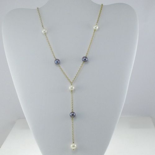 Collar de oro de 18 kt con perlas de agua dulce - producción artesanal de Italia