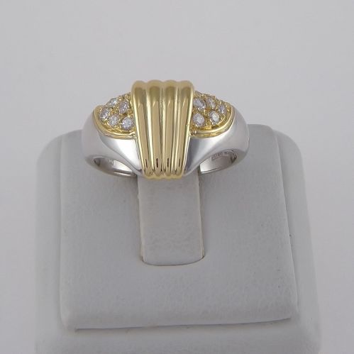 Ring mit Diamanten Ct 0,25 H Farbe - 18 Kt Weiß- und Gelbgold