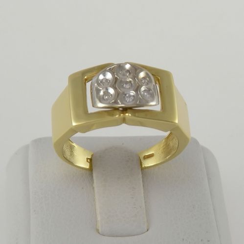 Anello a fascia con Diamanti Ct 0,10 H color - Oro giallo e bianco 18 Kt