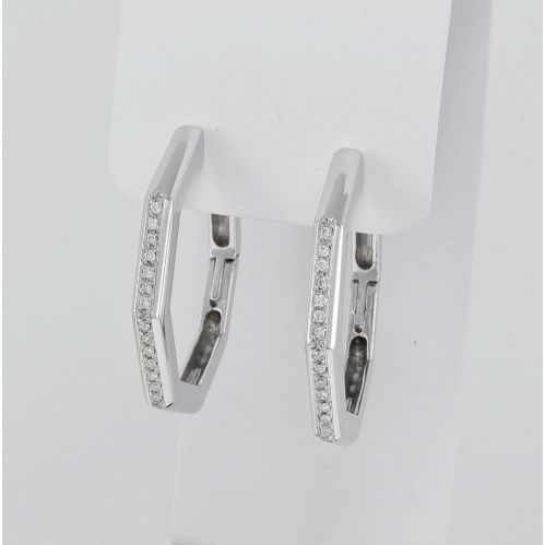 Boucles d'oreilles cercle diamants 0,20 Ct H / VS, or blanc 750, artisanat italien