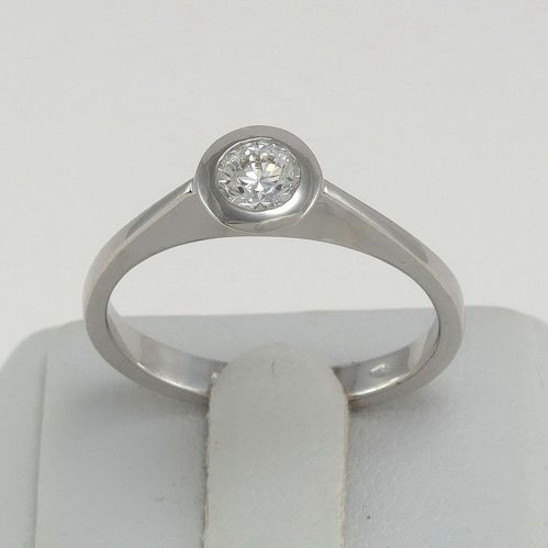 Anello Diamante solitario Ct 0,30 G/IF (puro) - Oro bianco 18 Kt, Artigianato italiano