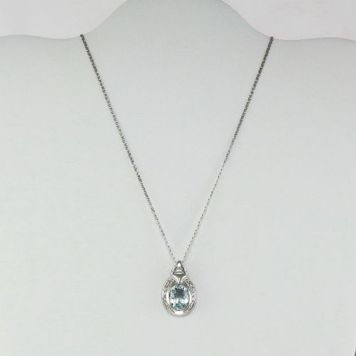 Necklace with Aquamarine Ct 1.90 + Diamonds Ct 0.18 - Gold 750‰ Made in Italy