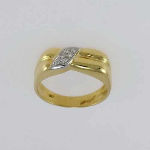 Men's Ring with Diamonds Pt 6 H-VS - 18 Kt yellow and white gold