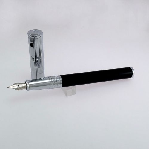 Fountain pen S.T. DUPONT- STYLO PLUME D-INITIAL, Black lacquer and Chrome