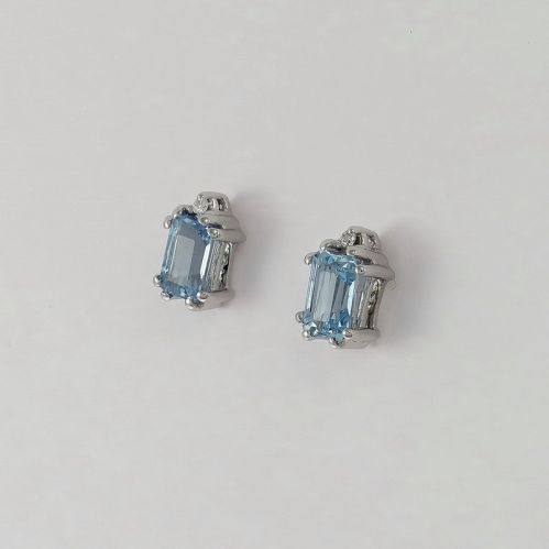 PENSIERI earrings, Natural Aquamarine 1.20 Ct - Diamond Pt 2, 18 Kt Gold