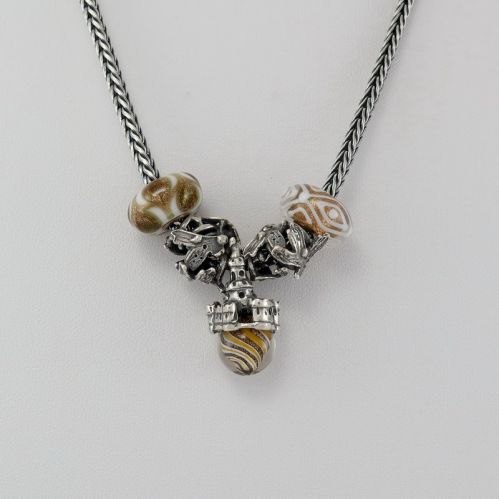 TROLLBEADS Halskette - Handgemachte Perlen, 'Atem des Meeres' Verschluss