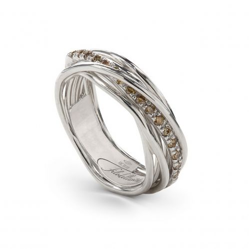 FILODELLAVITA ring, 7 WIRES, SILVER 925 + BROWN DIAMONDS 0.21 Ct