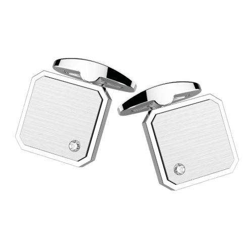 ZANCAN, Cufflinks in polished and satin-finished steel, with white sapphires