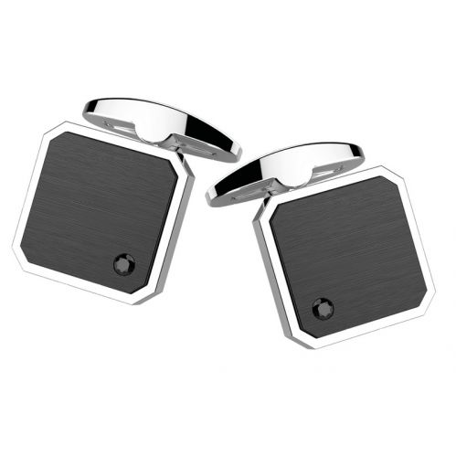 ZANCAN, Cufflinks in steel with black PVD finishes, with black Spinels