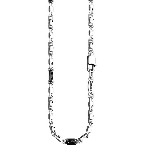 ZANCAN, men's 925 silver necklace, ceramic details. Closure: carabiner