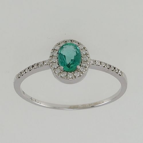 GIANNI CARITÀ, Ring mit Smaragd Ct 0,39 - Diamanten Ct 0,09 G - Gold 750