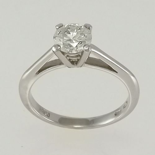 Solitaire Diamond Ring 1.02 Ct G / Vs Certificate - 18 Kt White Gold