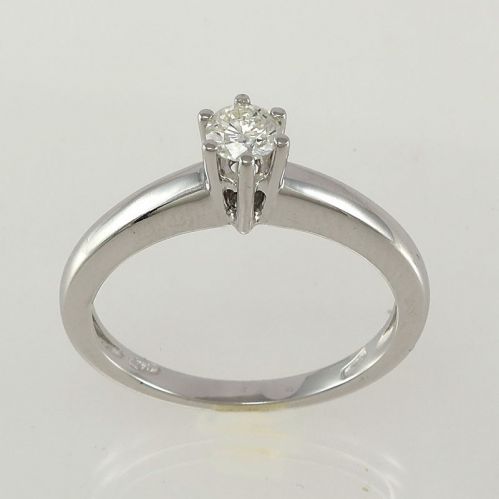 Solitaire Diamond Ring, 0.25 Ct H / Vs Certified - 18 Kt White Gold