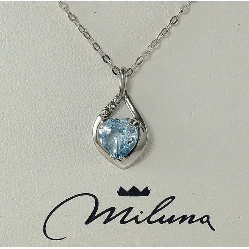 Collier MILUNA, topaze bleue naturelle en forme de cœur, 1,51 ct - or blanc 375
