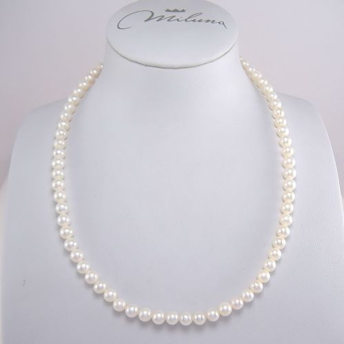Collar perlas MILUNA - Perlas blancas 5,5-6 mm y firmeza oro blanco 750