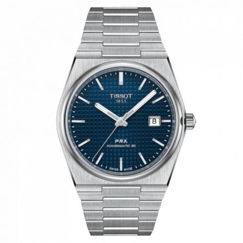 Man watch, TISSOT PRX POWERMATIC 80, sapphire crystal, stainless steel case and bracelet