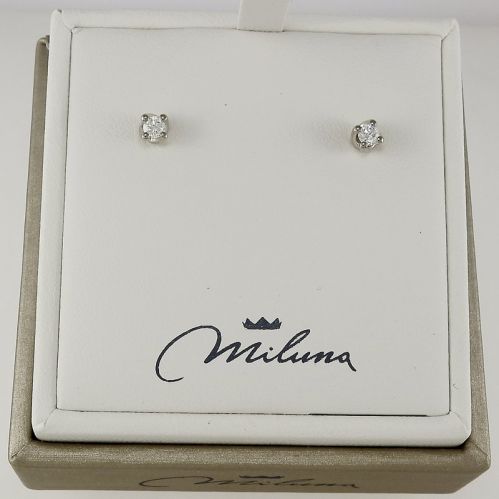 Boucles d'oreilles MILUNA, mod. 'light point' - Diamants Ct 0,18 G - Or blanc 18 Kt