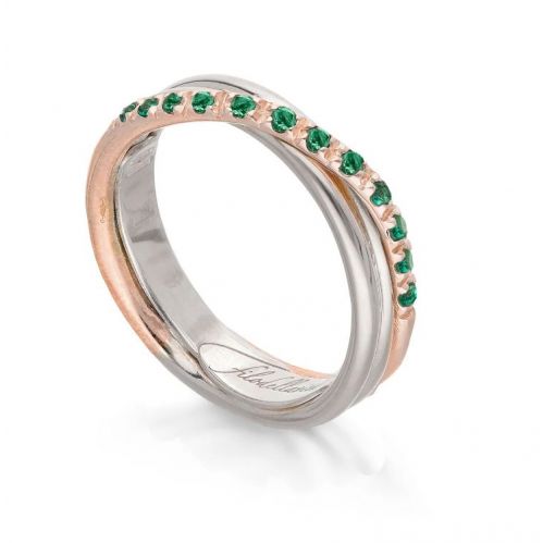 Filodellavita Ring, Mod. 'Wertvoll'3 Drähte 3 Silber 925und Smaragde