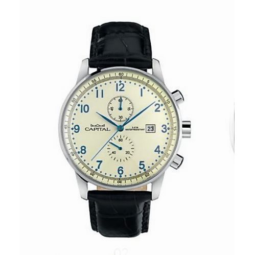 CAPITAL men's watch, quartz chronograph, retro style