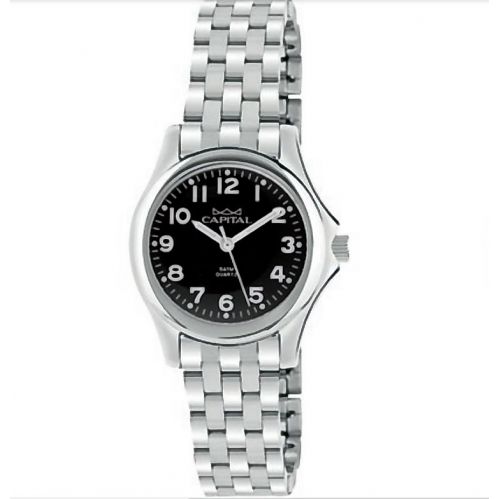 CAPITAL women's sports watch, Miyota quartz movement, black dial, 30 mm