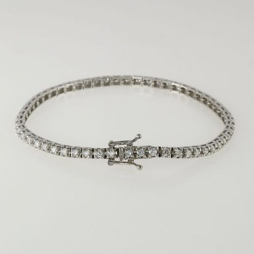 Bracelet Serti 'TENNIS', Diamants 2,18 Ct E/F - VS, Or Blanc 18Kt