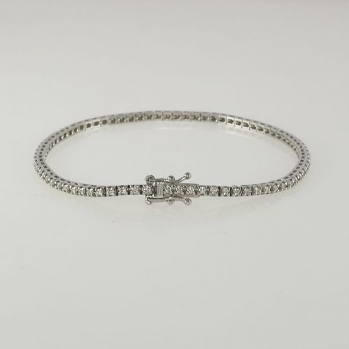Bracelet Serti 'TENNIS', Diamants 1,02 Ct E/F - VS, Or Blanc 18Kt