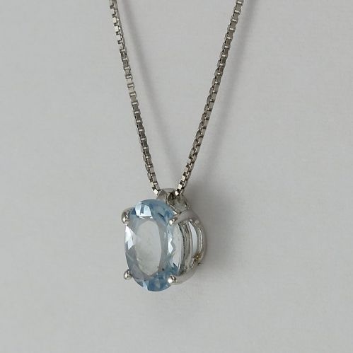 PENSIERI, Necklace with natural Aquamarine 0.90 ct - 18Kt Gold