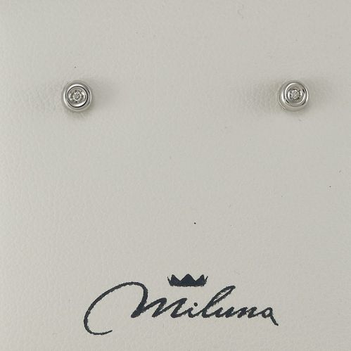 Orecchini MILUNA, mod. 'punto luce', Diamanti Pt 1,5 G color, Oro bianco 18 Kt
