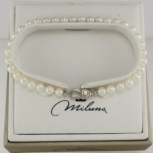 MILUNA bracelet, 4,5-5 mm cultured white pearls - 925 silver