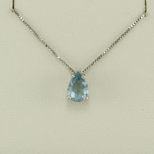 PENSIERI, Necklace with natural Aquamarine 0.65 ct - 18Kt Gold