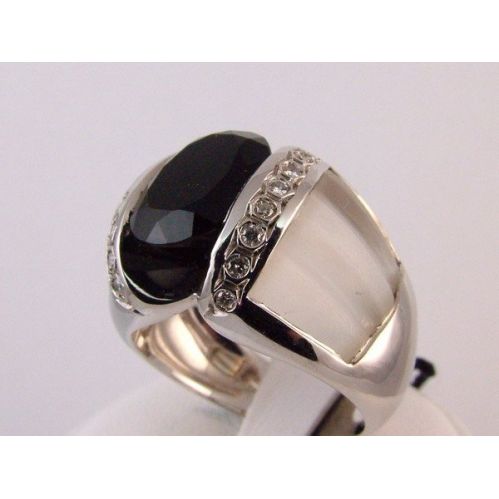 Ring 18 Kt White Gold - Diamonds and natural gemstones
