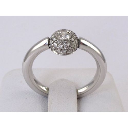 SOLITARY RING by MILUNA Ct 0.14 central diamond + n° 34 side diamonds - Ct 0.34