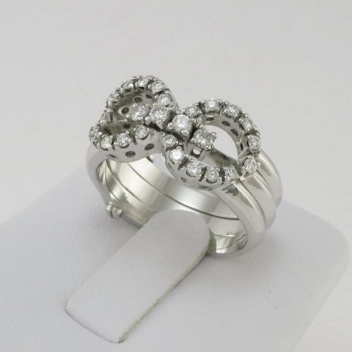 BAND RING by GIANNI CARITA' - 'Uno e Trino' Collection - Ct 0,50 Diamonds G/VVS2