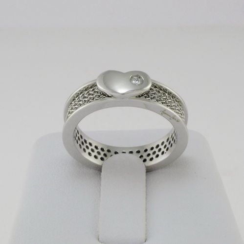 BAND RING by GIANNI CARITA' CHAIN Coll. - Central heart - Ct 0,03 Diamond G/VVS2