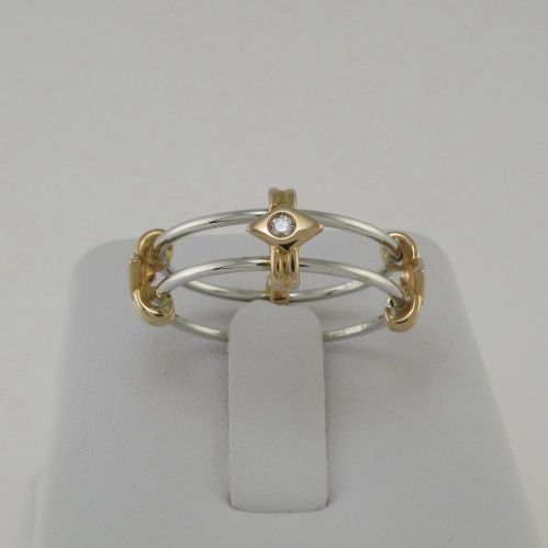 GIANNI CARITA' Ring 18 kt Weißgold und Pink, Ct 0,10 Diamanten Farbe H-VS