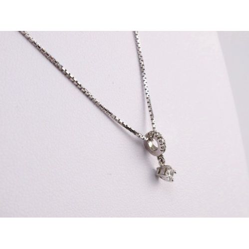 Necklace central brilliant - 0,08 Ct Diamant - 18 kt White Gold