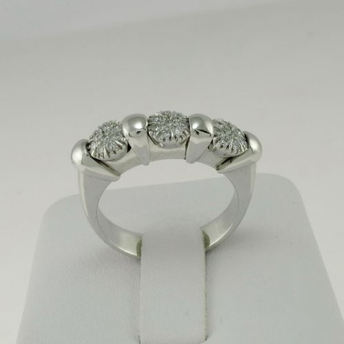 RING TRILOGY Craft Italian - Diamanten n. 24 - Ct 0,22 -18 kt Weißgold -Garantie