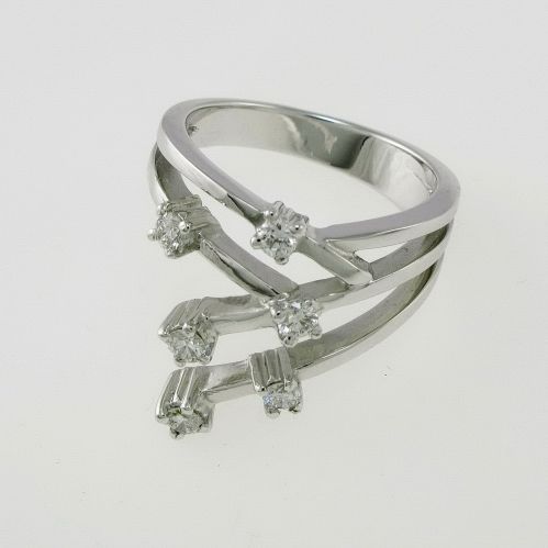 Band Ring - White 18 kt Gold - Italian Handicraft - Diamonds H / VS - 0.36 Ct
